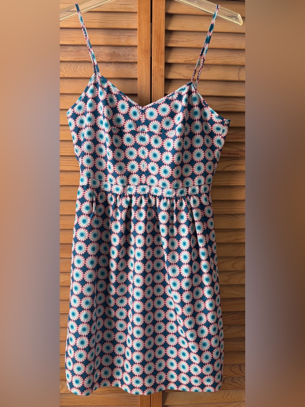 J. Crew Factory Navy Spaghetti-Strap Floral Dress with Pink & Teal Motif